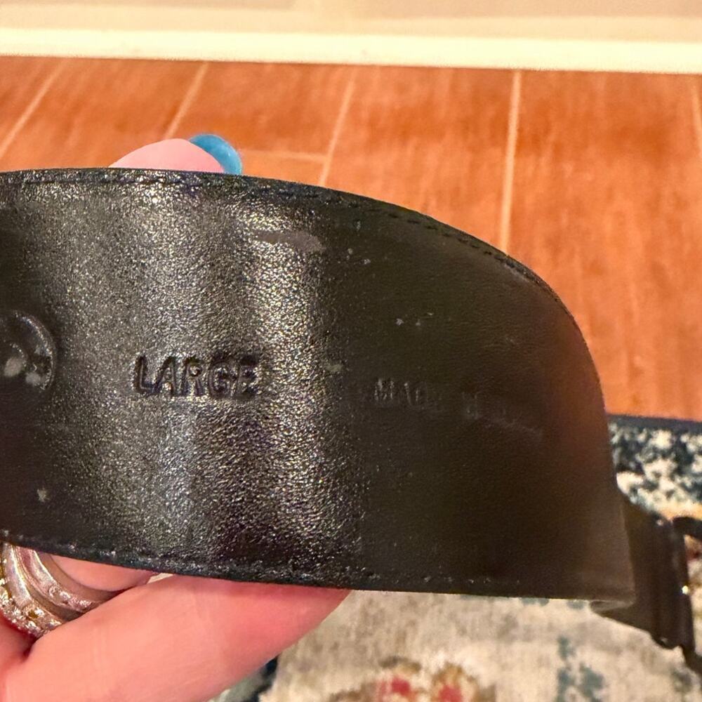 Charter Club Wide Black Leather Fashion Belt Women's Size Large - Picture 6 of 9